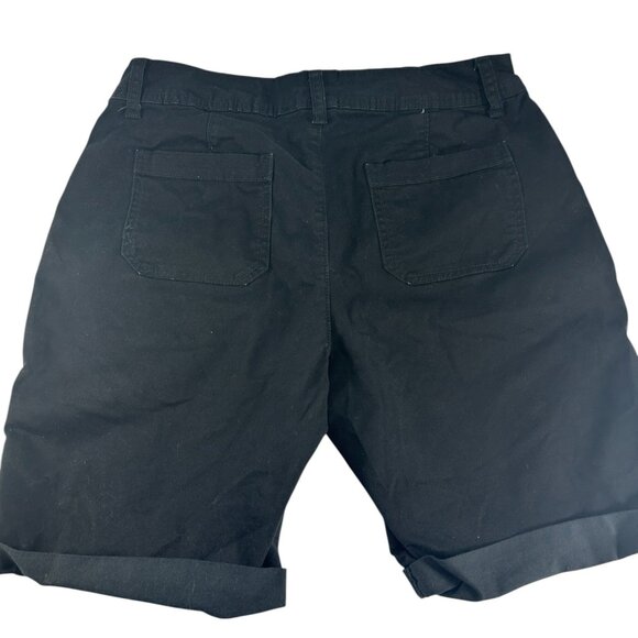 Time and Tru Womens Shorts Size 10 Black Cuffed Casual Stretch Mid Rise Casual - Picture 3 of 6